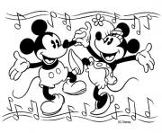 Coloriage mickey et minnie fetent la musique