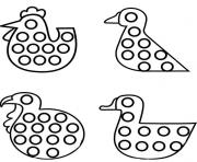 Coloriage pop it poule canard oiseaux