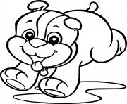 Coloriage chiot heureux jeune chien