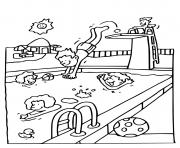 Coloriage piscine et enfants vacances