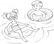 Coloriage piscine et natation fille garcon