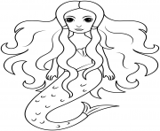 Coloriage sirene avec de beaux cheveux