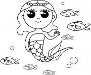 Coloriage sirene facile kawaii de SuperColoring