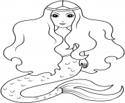 Coloriage sirene mignonne avec de beaux yeux