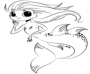 Coloriage sirene kawaii avec de grand yeux