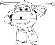 Coloriage Super Wings Jett aime faire plaisir aux enfants avec des cadeaux