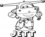 Coloriage Jett de Super Wings livre des colis aux enfants du monde entier