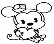 Coloriage minnie mouse avec un coeur en chocolat kawaii disney