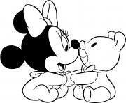 Coloriage minnie mouse bebe et son nounours