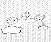 Coloriage tsum tsum arc en ciel kawaii disney