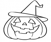 Coloriage citrouille avec chapeau halloween petit