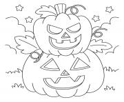 Coloriage deux citrouilles qui font peur halloween pour petit