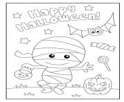 Coloriage momie citrouille joyeuse halloween pour petit