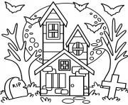 Coloriage maison hantee halloween facile