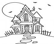 Coloriage maison hantee halloween