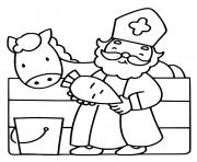 Coloriage saint nicolas donne a manger a un ane