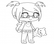 Coloriage Gacha Life Girl with Teddy Bear