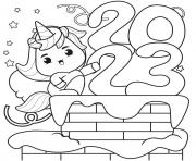 Coloriage 2023 nouvel an licorne