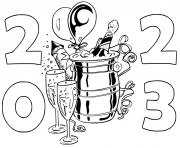 Coloriage 2023 nouvel an champagne