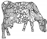 Coloriage vache mandala adulte