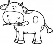 Coloriage vache facile qui mange