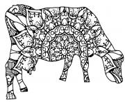 Coloriage vache mandala adulte fleurs soleil