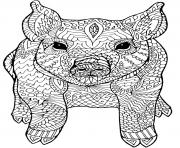 Coloriage cochon mandala adulte antistress