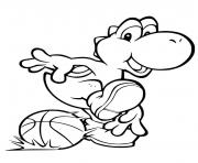 Coloriage Yoshi joue au basket