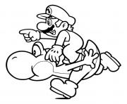 Coloriage Yoshi fait la course avec mario