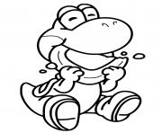 Coloriage Yoshi mange un biscuit