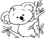 Coloriage koala grimpant un tronc darbre