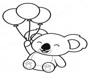 Coloriage koala mignon tenant sur des ballons