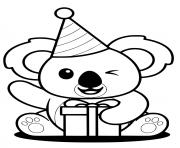 Coloriage koala mignon anniversaire fete