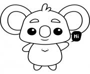 Coloriage koala kawaii dit bonjour