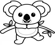 Coloriage Koala perche sur un arbre