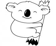 Coloriage Koala souriant assis sur une branche