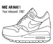 Coloriage basket nike air max 1 1987