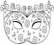 Coloriage masque de carnaval avec des petites fleurs