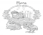 Coloriage mars oiseau mandala adulte