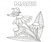 Coloriage mars papillon fleurs