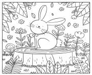 Coloriage lapin paysage mandala adulte printemps vegetations