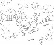 Coloriage printemps cp facile chien paysage kawaii