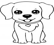 Coloriage chien trop mignon kawaii coeur