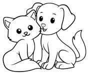 Coloriage chien et chat trop mignon