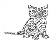 Coloriage chaton mandala 1