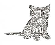 Coloriage chaton mandala 5