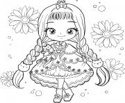 Coloriage fille manga avec une robe traditionnelle