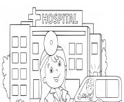 Coloriage medecin hopital ambulance