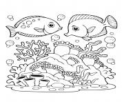 Coloriage poissons dans la mer