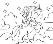 Coloriage princesse licorne facile ciel